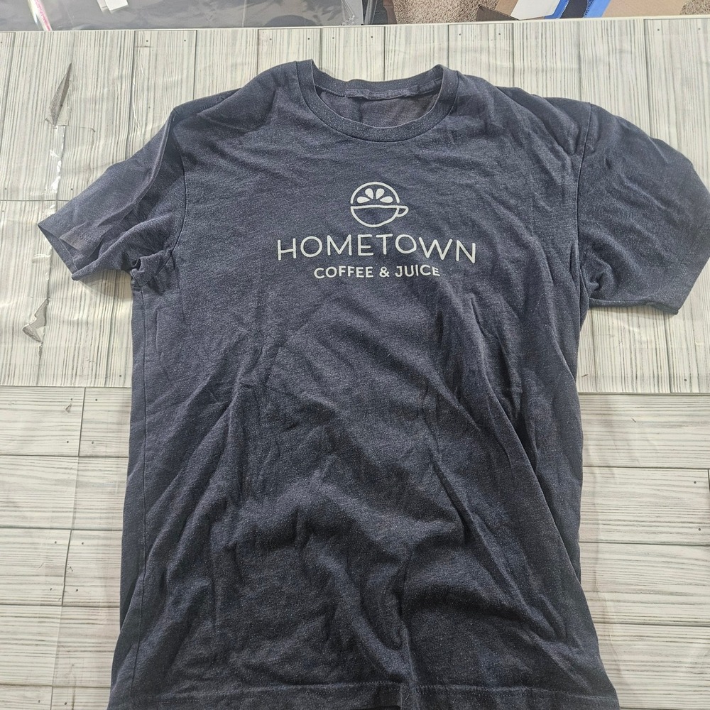 Hometown Coffee & Juice Graphic T-Shirt Mens Small Charcoal Grey Heather Tee